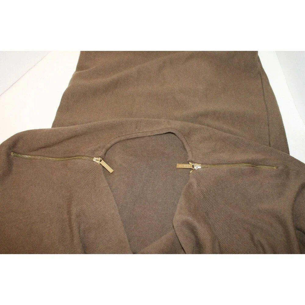 Michael Kors Sweater Dress Cowl Neck Zip Shoulders Womens Size M